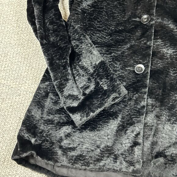 Anonymous John Carlisle Jacket Womens Large Black Fake Fur Look Real Genuin - Picture 5 of 11